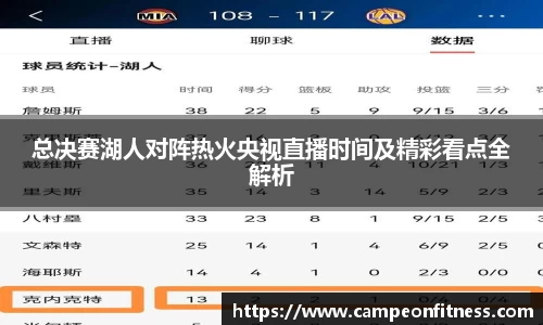 总决赛湖人对阵热火央视直播时间及精彩看点全解析